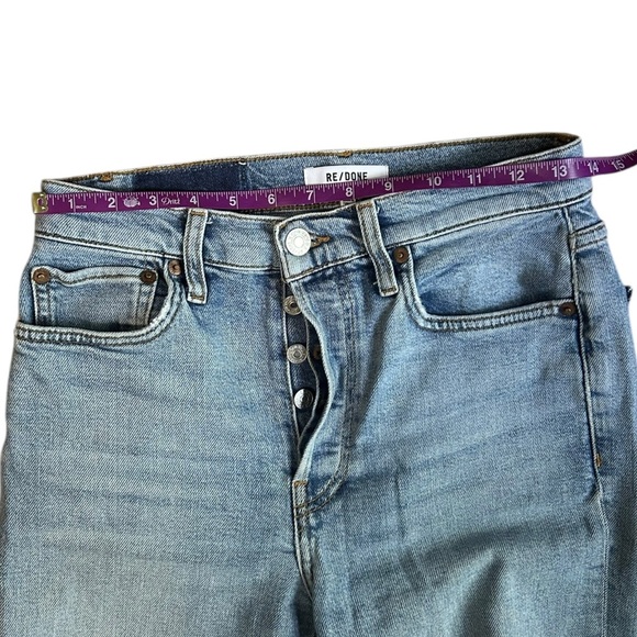 Re/Done Stove Pipe Cropped Jeans Light Wash Raw Hem Size 26 Mid 90s Button Fly - Picture 6 of 13